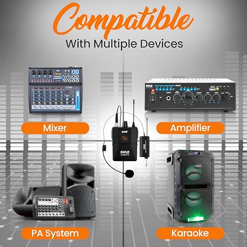 Pyle UHF Wireless Microphone System Kit - Portable Professional Cordless Microphone Set with Headset, Lavalier, Beltpack Transmitter, Receiver - Karaoke & Conference - Image 2