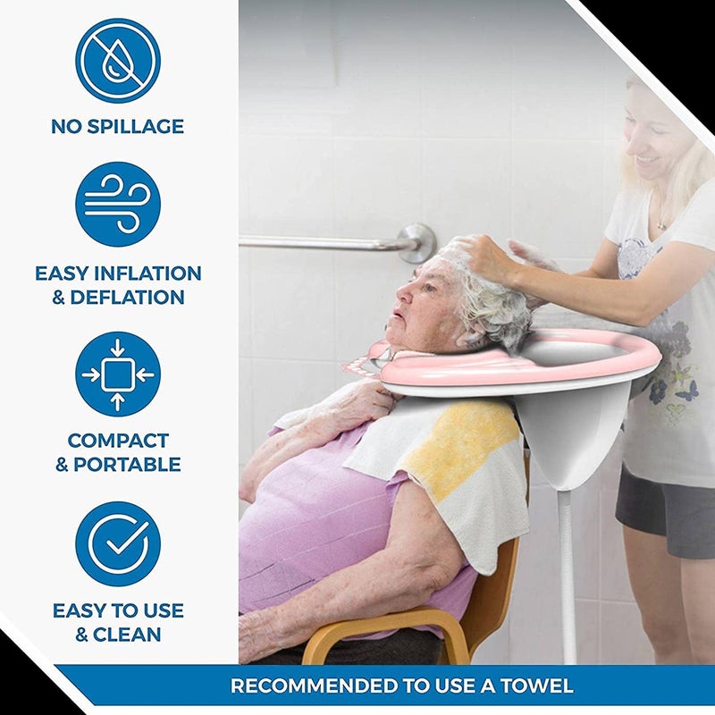 Marrone Inflatable Portable Hairwash Basin Home Salon Bundle with Hair Bonnet for Washing, Cutting and Styling Hair at Home in Bed or in Chair Perfect for Elderly, Injured and Pregnant Women - Image 5