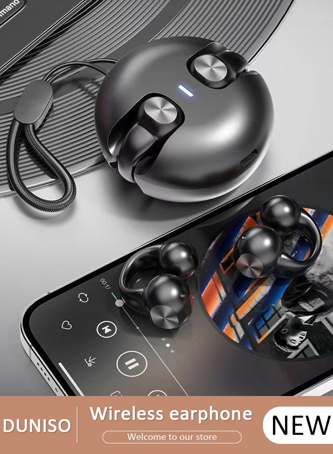 DUNISO Bluetooth Headphones Wireless Earbuds Wireless Charging Case with lanyard Sports Ear buds with Earhook Premium Deep Bass Over-Ear Earphones for TV Phone Laptop - Image 1