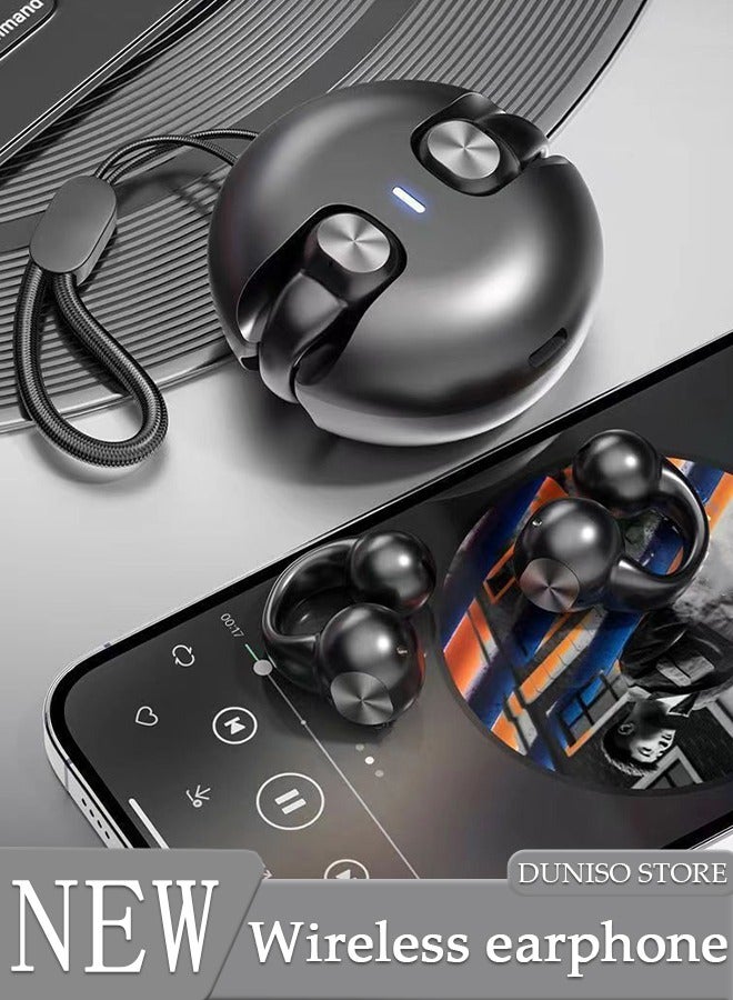 DUNISO Bluetooth Headphones Wireless Earbuds Wireless Charging Case with lanyard Sports Ear buds with Earhook Premium Deep Bass Over-Ear Earphones for TV Phone Laptop  - Image 1