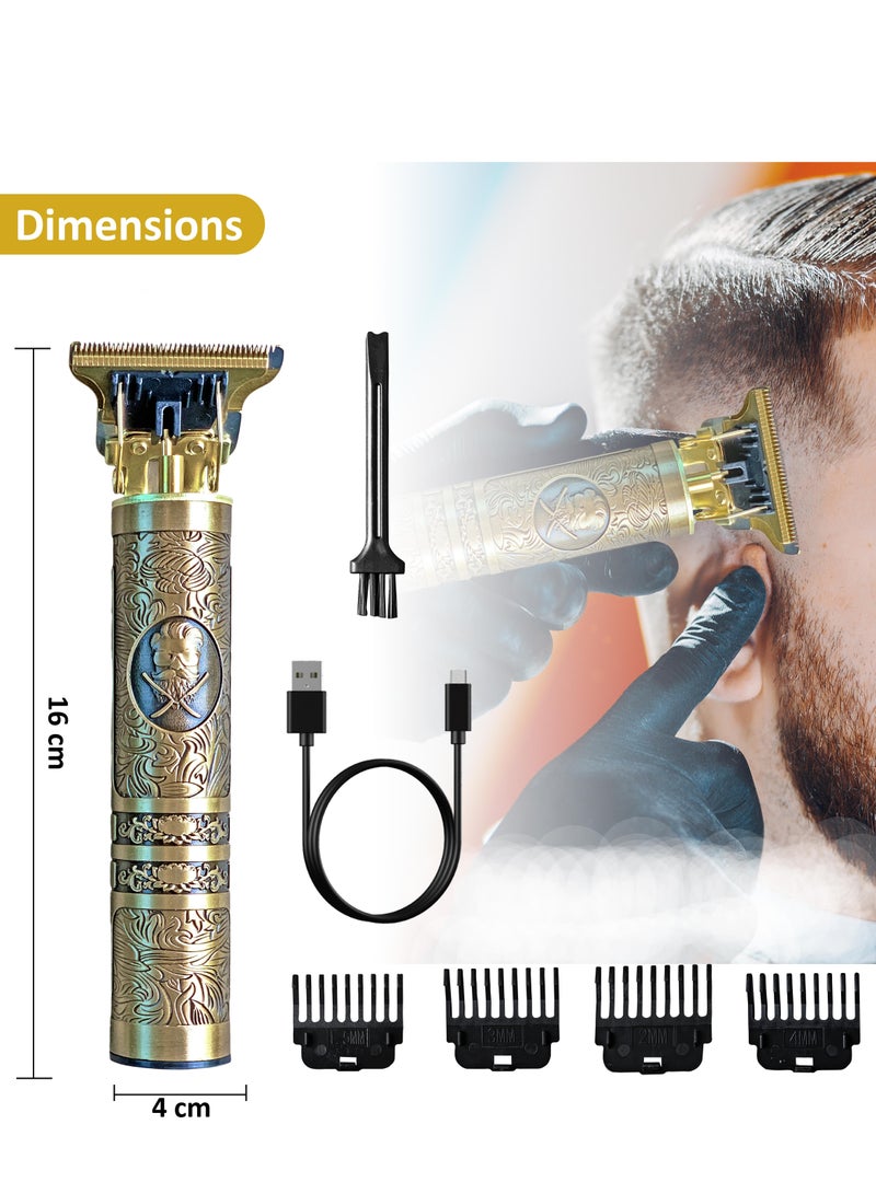 سبرينترز - ماكينة قص الشعر للرجال لا شيء 6 في 1 ماكينة تشذيب شعر معدنية لاسلكية احترافية | ماكينة تشذيب اللحية بشحن USB لاسلكي وقابلة لإعادة الشحن بتصميم عتيق (تصميم رجالي ، ذهبي) - Image 5