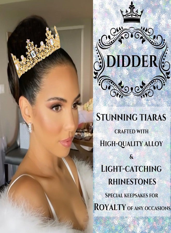 Didder Gold AB Rhinestone Princess Crown Birthday Tiara Prom Queen Tiaras and Crowns for Women and Girls Halloween Costume Headpiece Hair Accessories - Image 3