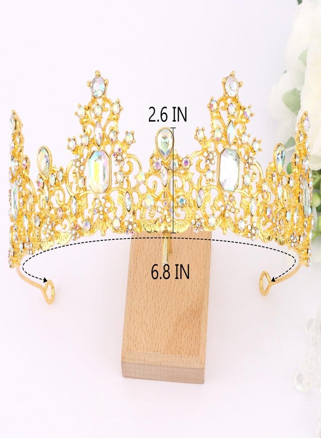 Didder Gold AB Rhinestone Princess Crown Birthday Tiara Prom Queen Tiaras and Crowns for Women and Girls Halloween Costume Headpiece Hair Accessories - Image 2