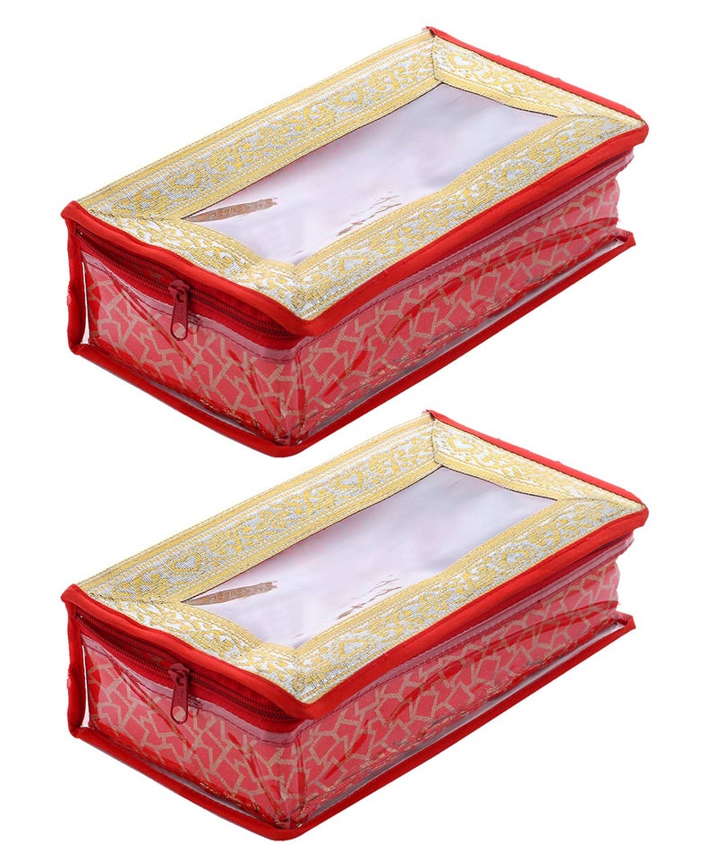 Kuber Industries Kuber Industries Brocade Hardboard 2 Pieces One Rod Bangle Box (Red) - CTKTC022883  - Image 1