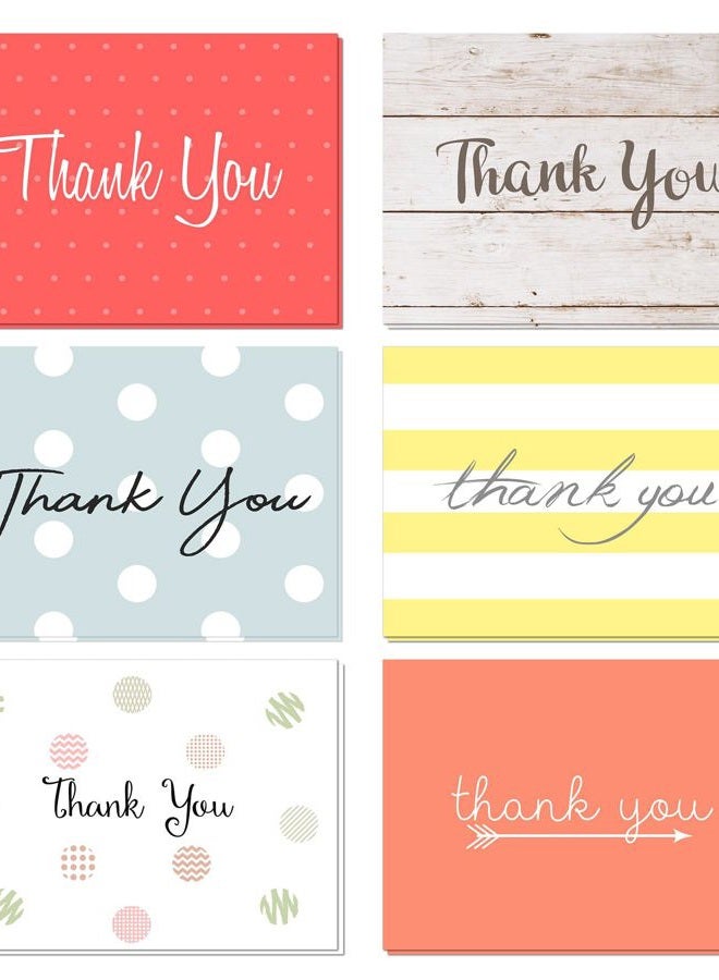 Oaklyn (48 Pack) Thank You Cards Set with Envelopes - Professional Paper with red Yellow Silver Blue Pink Designs and Blank White Inside - Bulk Pack of Notes Perfect for Baby Shower Wedding Birthday Party - Image 1