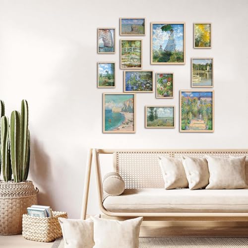 Kizbok Claude Monet Wall Art, Monet Poster Eclectic Wall Decor, Claude Monet Prints for Wall Decor, Vintage Monet Water Lilies Impressionist Painting, Monet Canvas Artwork Famous Art Prints, Classic Eclectic Monet Gallery Exhibition Poster for Room Aesthetic, Maximalist Decor(Set of 12, Unframed) - Image 4