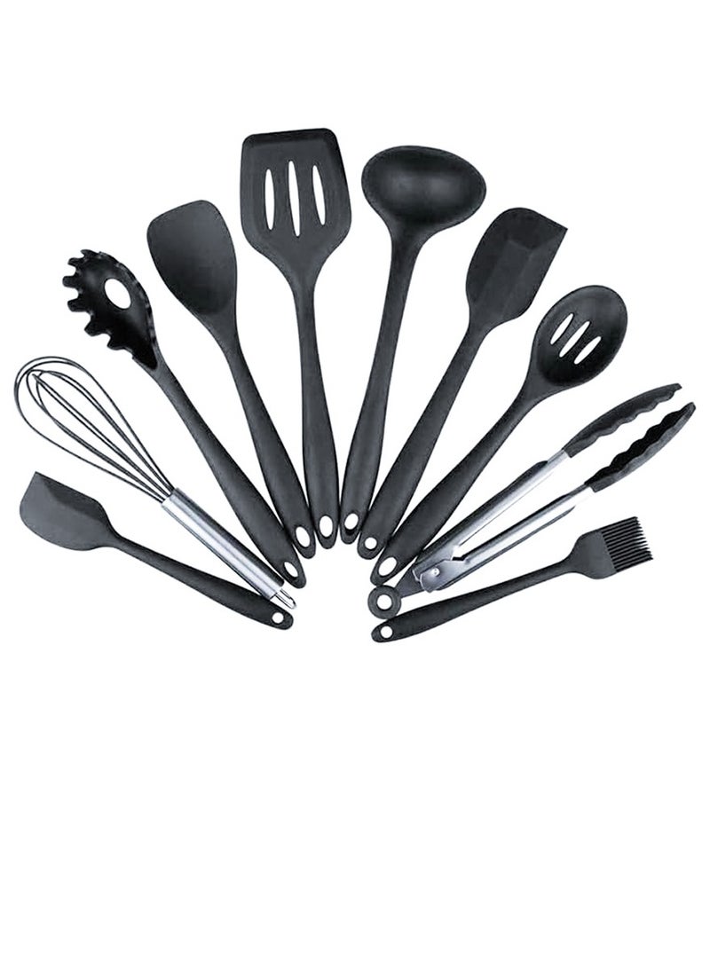 ISHWAZ Silicone Kitchen And Bakeware Utensil Set Of 10Pcs For Cooking, Baking, BBQ, Mixing And Serving, 10 Piece Heat Resistant Non Stick Kitchen Utensils Set, Cooking Utensils, Kitchenware Set - Image 1