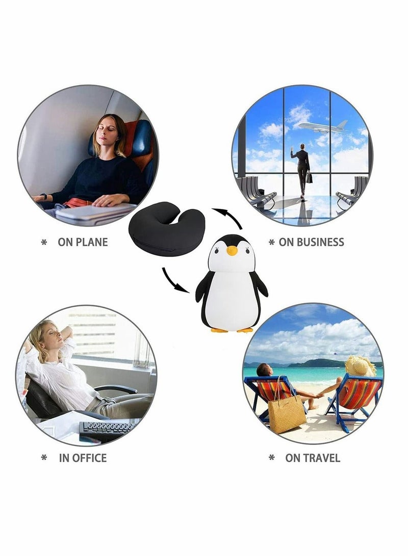 Y&D U-Shaped Pillow Cartoon Deformation Penguin Dual-Purpose Neck Ideal for Home Travel Office Use - Image 2