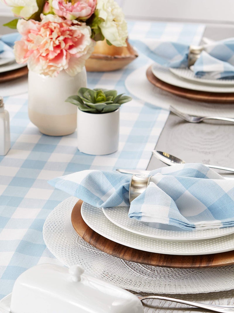 DII Buffalo Check Collection, Classic Farmhouse Cloth Napkin Set, 20x20, Light Blue & White, 6 Piece - Image 3