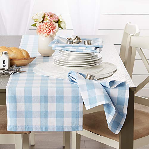 DII Buffalo Check Collection, Classic Farmhouse Cloth Napkin Set, 20x20, Light Blue & White, 6 Piece - Image 4