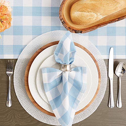 DII Buffalo Check Collection, Classic Farmhouse Cloth Napkin Set, 20x20, Light Blue & White, 6 Piece - Image 2