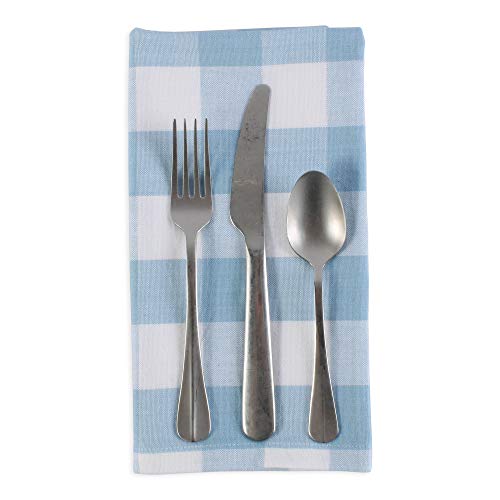 DII Buffalo Check Collection, Classic Farmhouse Cloth Napkin Set, 20x20, Light Blue & White, 6 Piece - Image 5