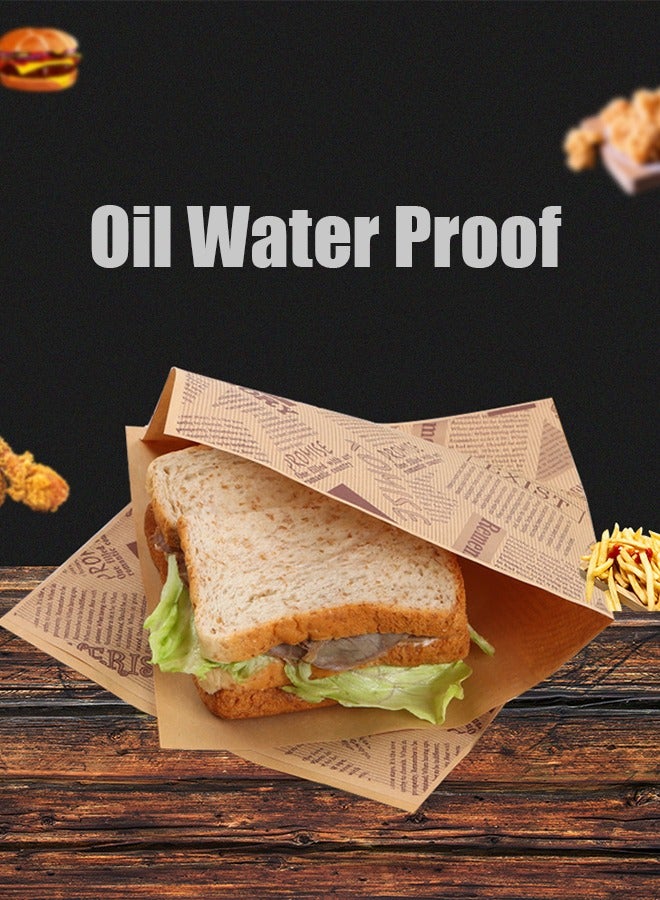 100 Pcs Paper Sandwich Bags,Lunch Bags,Kraft Paper Bags,7x7" Flat Kraft Wrap Sheet,Burger Wrappers for Snacks Cookie Bread  - Image 3