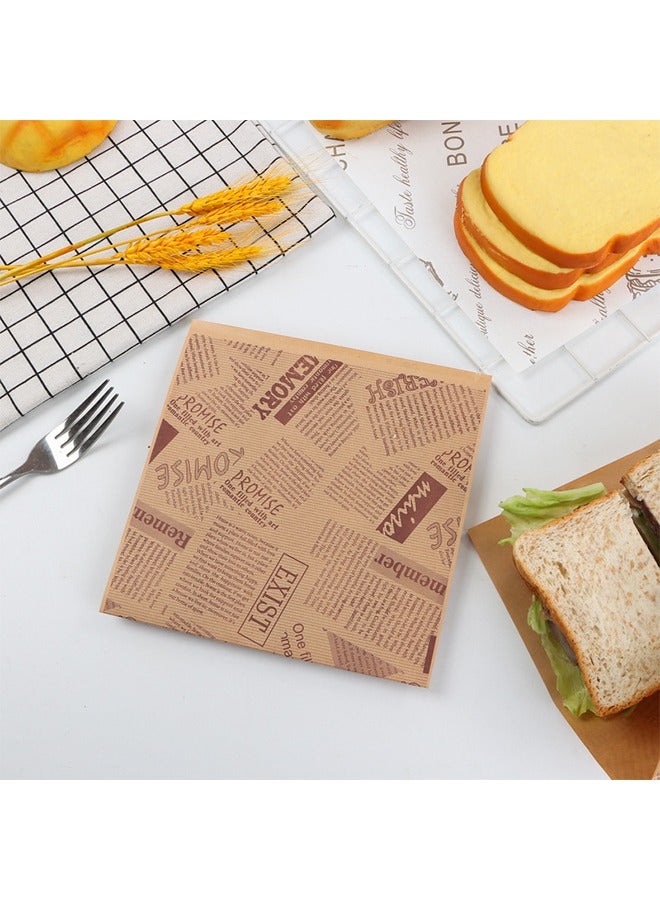 100 Pcs Paper Sandwich Bags,Lunch Bags,Kraft Paper Bags,7x7" Flat Kraft Wrap Sheet,Burger Wrappers for Snacks Cookie Bread  - Image 4
