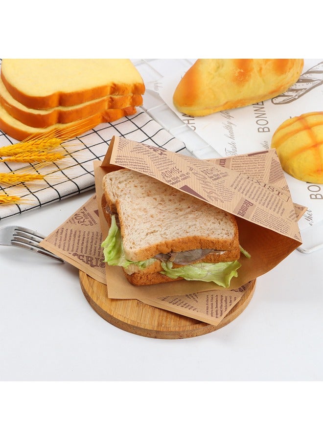 100 Pcs Paper Sandwich Bags,Lunch Bags,Kraft Paper Bags,7x7" Flat Kraft Wrap Sheet,Burger Wrappers for Snacks Cookie Bread  - Image 1
