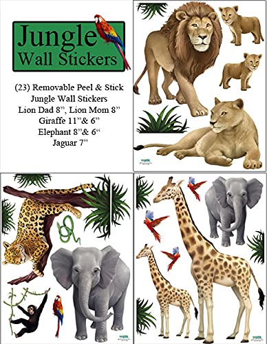 Create-A-Mural Small Jungle Animal Wall Decals (23) Lion, Elephant, Giraffe, Jaguar, Monkey Peel & Stick Wild Jungle Safari Theme Ideas Kids Room Decor Wall Stickers Birthday Decoration - Image 3