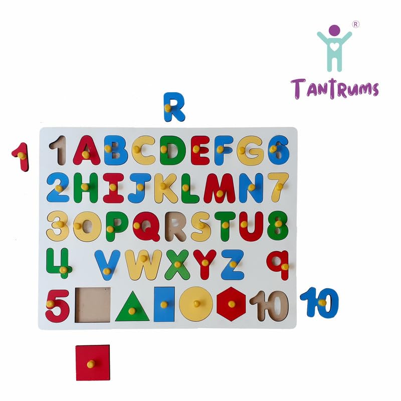 Tantrums لعبة الألغاز التعليمية الخشبية من تانترومز - حروف الأبجدية، الأرقام، والأشكال الهندسية للأطفال - Image 3