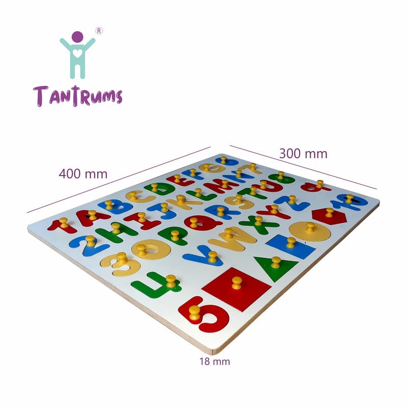 Tantrums لعبة الألغاز التعليمية الخشبية من تانترومز - حروف الأبجدية، الأرقام، والأشكال الهندسية للأطفال - Image 2