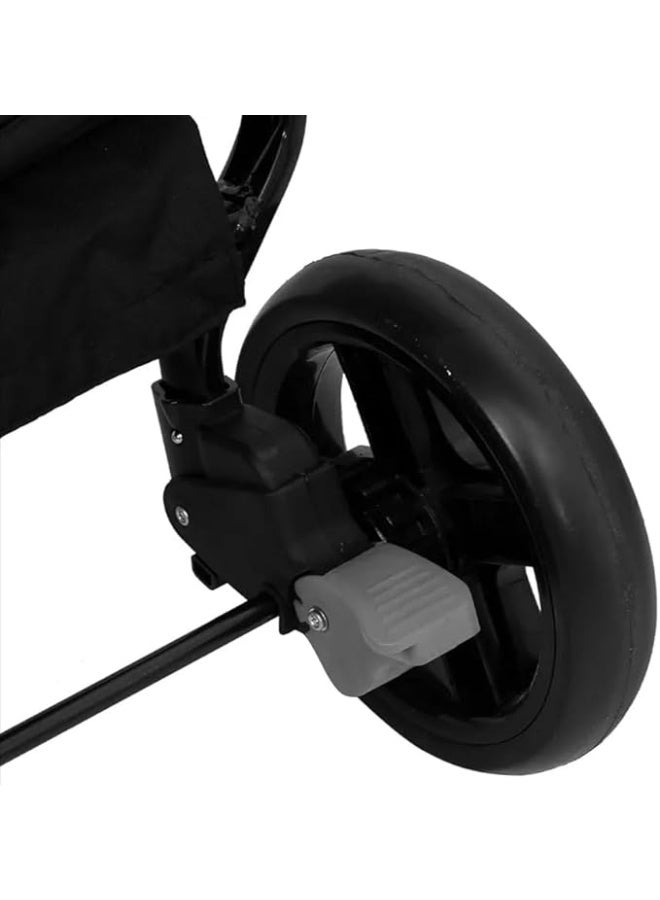 عربة أطفال متجاورة مناسبة للمواليد وحتى وزن 15 كجم لكل طفل، لون داكن ورمادي - Image 2