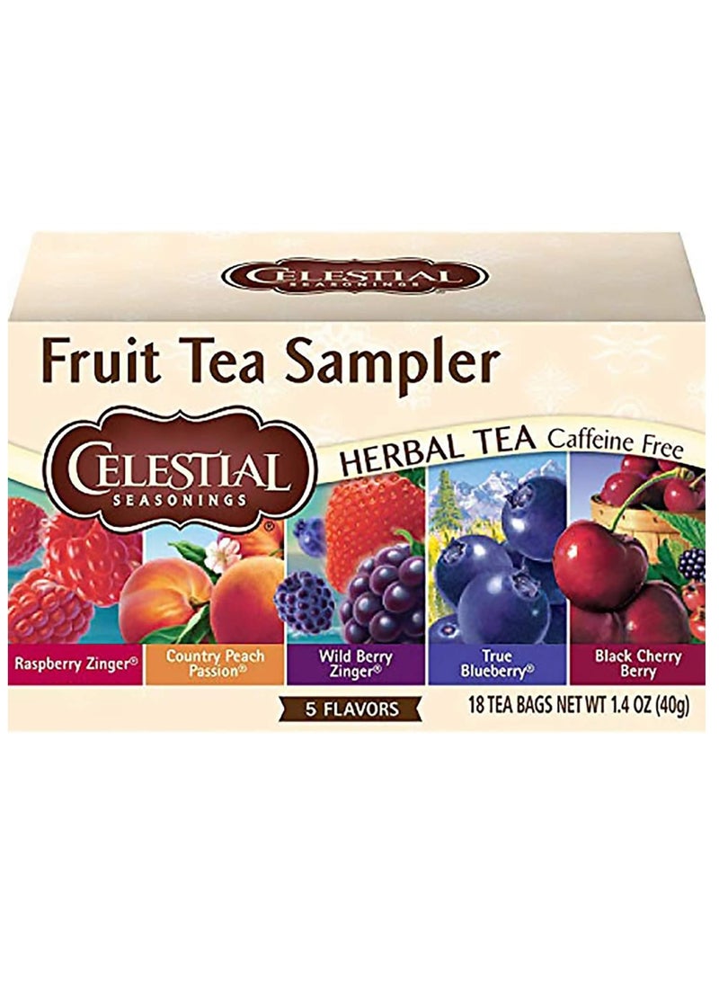 سيليستيال سيزونينجز Celestial Seasonings, عينات شاي الفواكه، خالي من الكافيين، 5 نكهات، 18 كيس شاي - Image 1