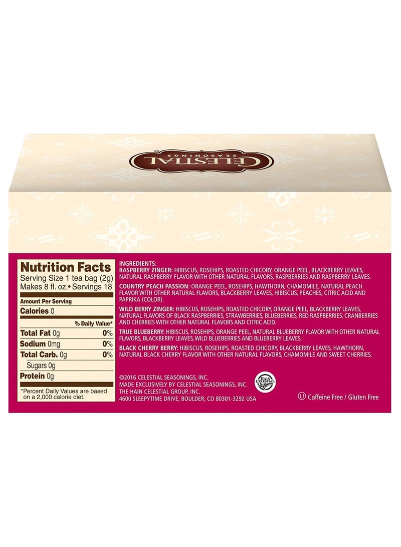 سيليستيال سيزونينجز Celestial Seasonings, عينات شاي الفواكه، خالي من الكافيين، 5 نكهات، 18 كيس شاي - Image 2