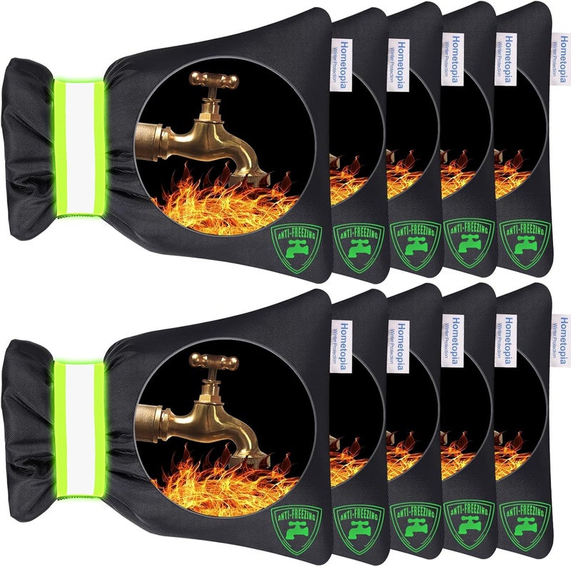 HOMETOPIA Outdoor Faucet Covers for Winter,10 Pack Pro 6.7" W x 8.3" H Outdoor Hose Bib Cover for Winter Freeze Protection Outside Spigot Covers Winter Insulated Reusable Waterproof backflow Cover,Black - Image 1