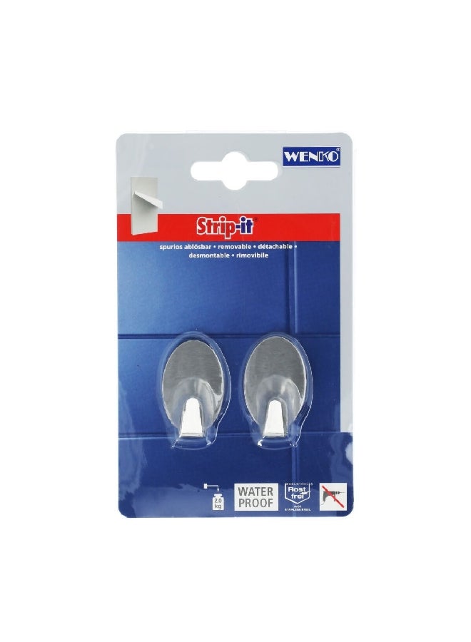 Wenko 2-Piece Wall Hook Silver 15.24 x 2.286 x 9.398 cm 4477012100 - Image 1