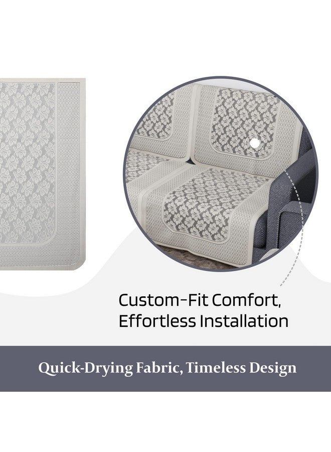 Kuber Industries Sofa Cover | Net 2+1 Seater Sofa Slip Cover Set | Couch Sofa Cover Set | Sofa Cover for Home | Sofa Slipcover Set | Sofa Cover for Living Room | Plain Leonardo Flower Print | Cream - Image 4