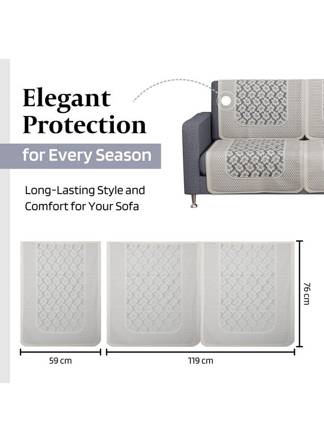 Kuber Industries Sofa Cover | Net 2+1 Seater Sofa Slip Cover Set | Couch Sofa Cover Set | Sofa Cover for Home | Sofa Slipcover Set | Sofa Cover for Living Room | Plain Leonardo Flower Print | Cream - Image 3