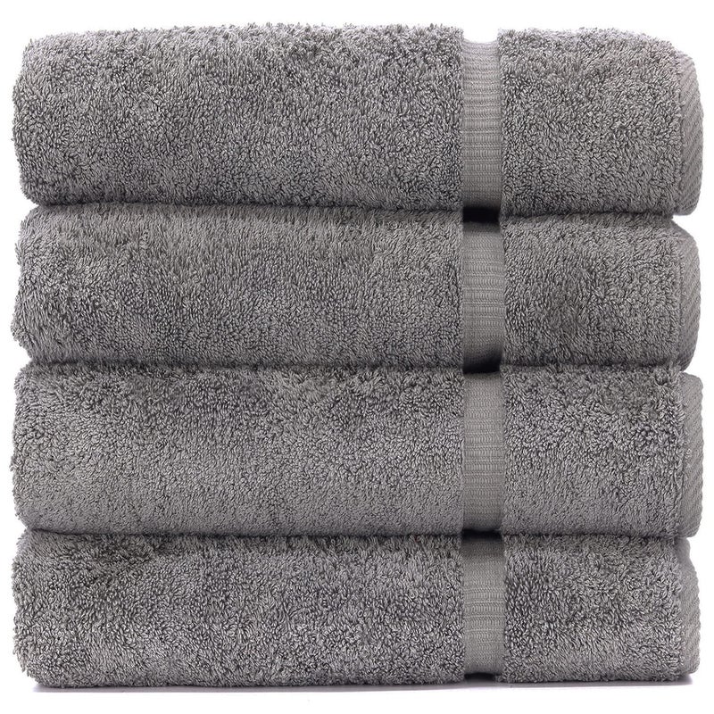 Luxury Hotel  Spa Collection Highly Absorbent Quick Dry 100 Turkish Cotton 700 GSM Eco Friendly Towel for Bathroom Dobby Border Soft Bath Towel Set 27 X 54 Gray Bath Towels  Set of 4