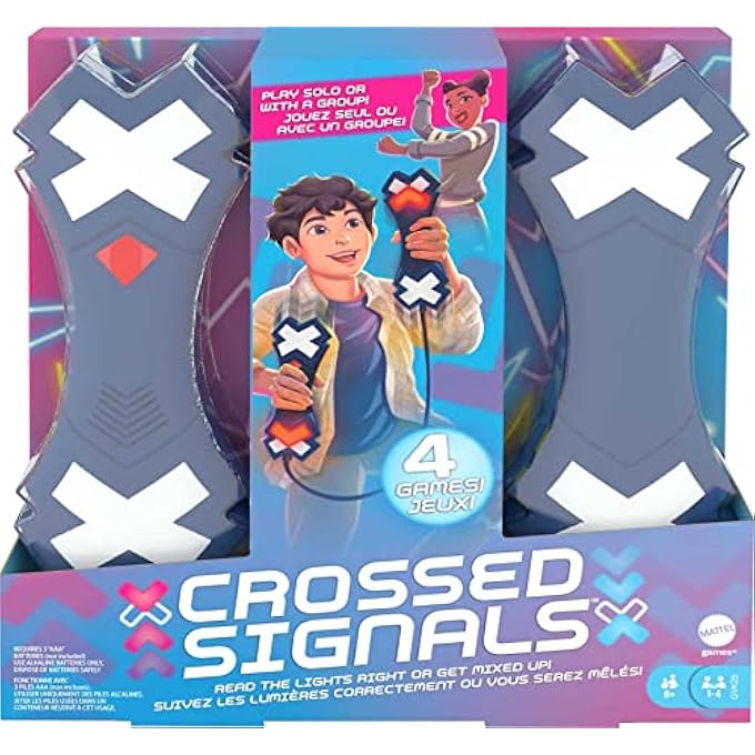 MATTEL CROSSED SIGNALS ELECTRONIC GAME WITH PAIR OF TALKING LIGHT WANDS, PLAY SOLO OR WITH UP TO 4 PLAYERS 8 YEARS & OLDER - Image 1