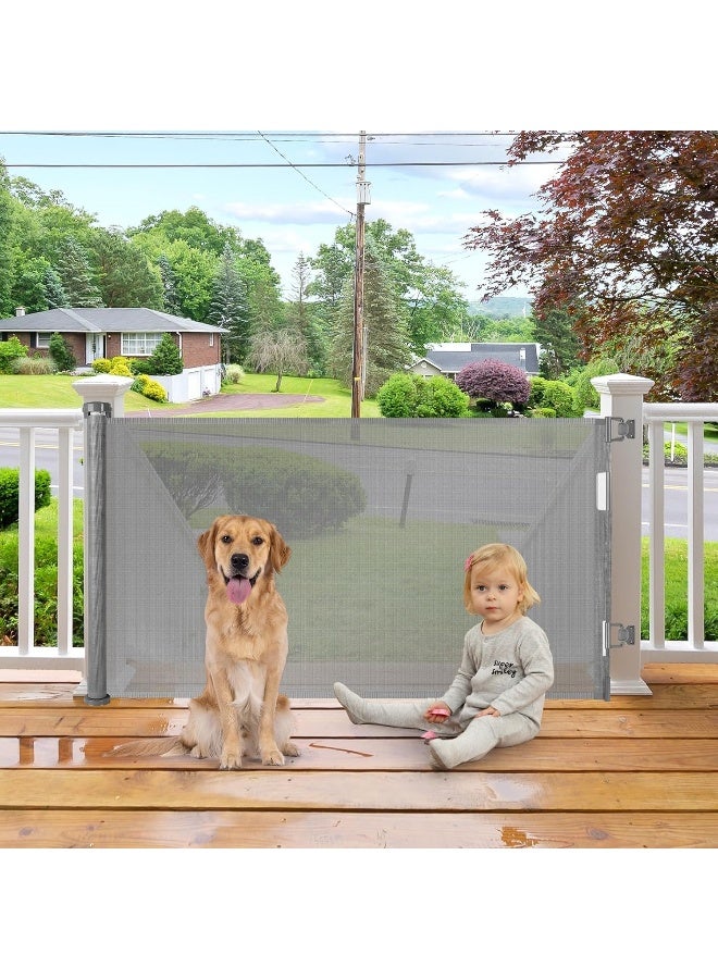 BETERTEK 55 Inch Retractable Dog Gate Outdoor Scratch-Resistant Mesh Baby Gate - Image 1