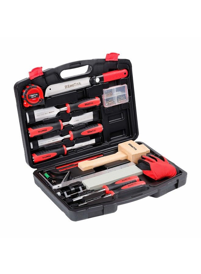 KingTool 87 Pc. Advanced Wood Chisel Set with Storage Case Including Superior Chisels | Heat-Treated Cr-V Alloy Blades Premium Chisel Set for Carpentry Craftsman - Image 1