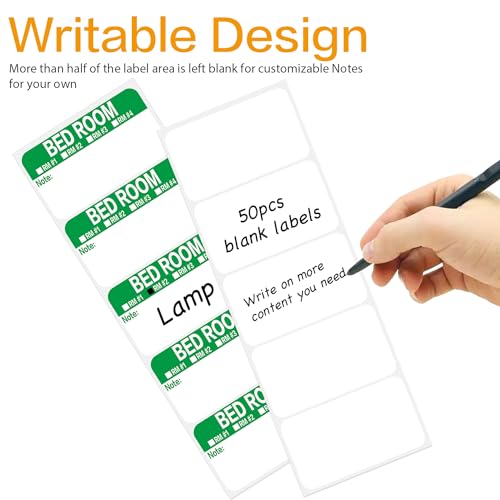 Lrogoe 300 Count 3.5 x 2 Large Home Moving Packing Box Labels for 3-4 Bedroom House with Writable Notes Areas, 6 Color Coded Moving Labels for Boxes + Fragile Moving Stickers - Image 3