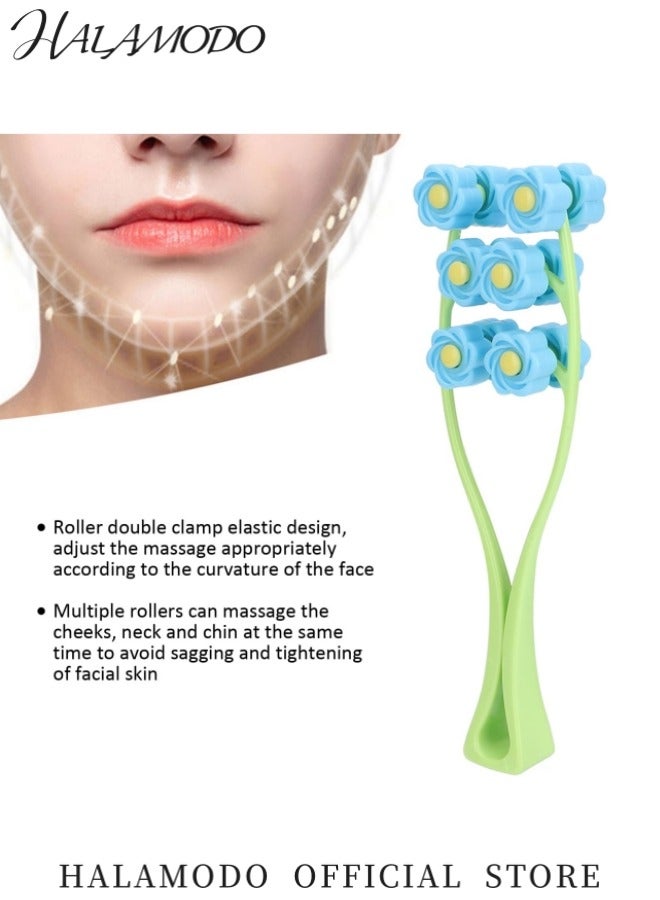 HALAMODO Flower  Type Massage Roller Facial Massage Roller with Comfortable Handle Massage Roller for Face Legs Arms V Shaped Face Massager to Make Face Slimmer  - Image 3
