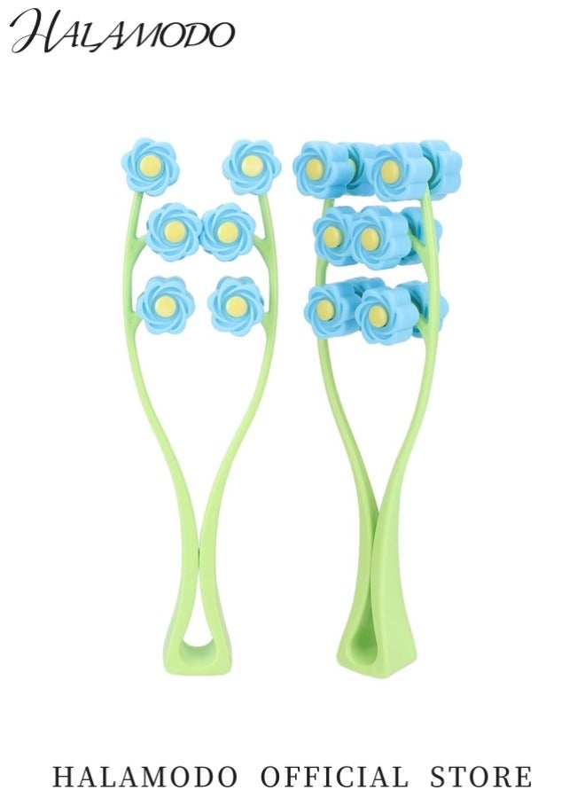 HALAMODO Flower  Type Massage Roller Facial Massage Roller with Comfortable Handle Massage Roller for Face Legs Arms V Shaped Face Massager to Make Face Slimmer  - Image 2