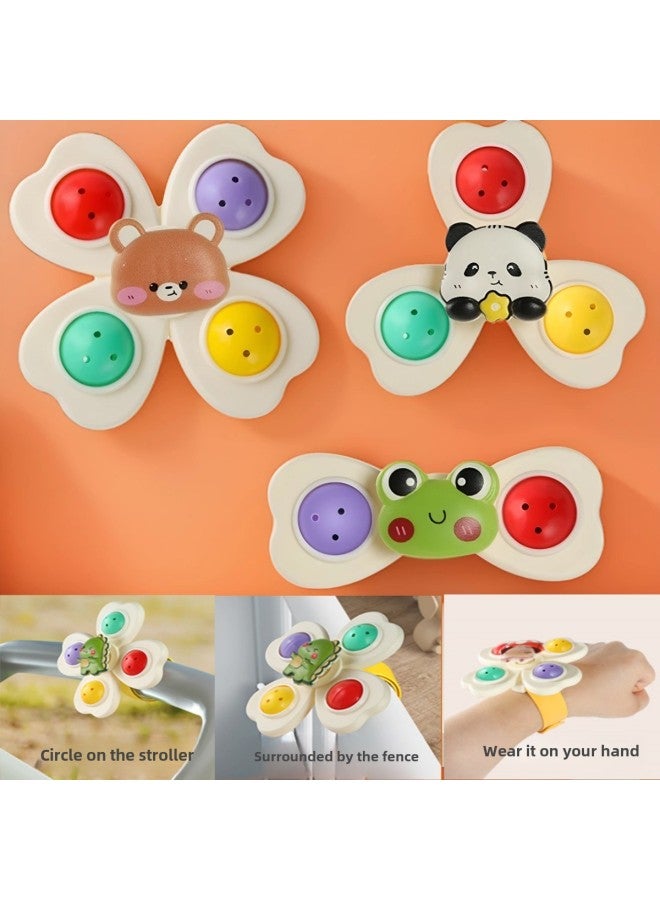 Children Can Be Sucker With Turn Music Baby Cartoon Finger Rotating Top Baby Rattle Early Education-Color:Zhuanzhuanle Suction Cup + Equipped With 3 Bracelets (frog + Panda + Bear) Bracelet - Image 3
