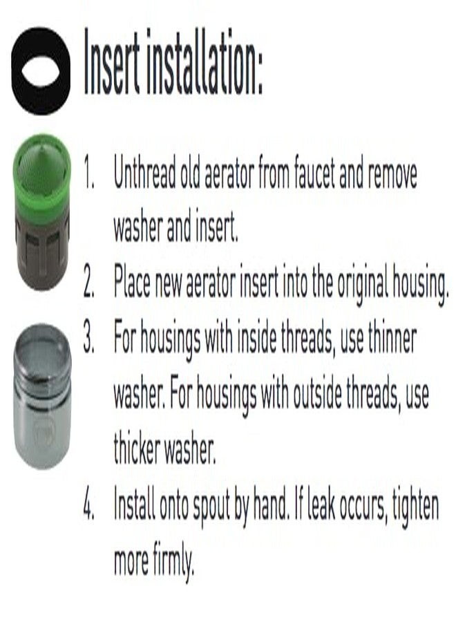 Neoperl Tom Thumb Clear Small Size Faucet Aerator PCA Perlator Laminar Flow Stream Male/Female Bathroom Housing/Washer/Insert (Yellow 2.2 GPM, Insert) - Image 3