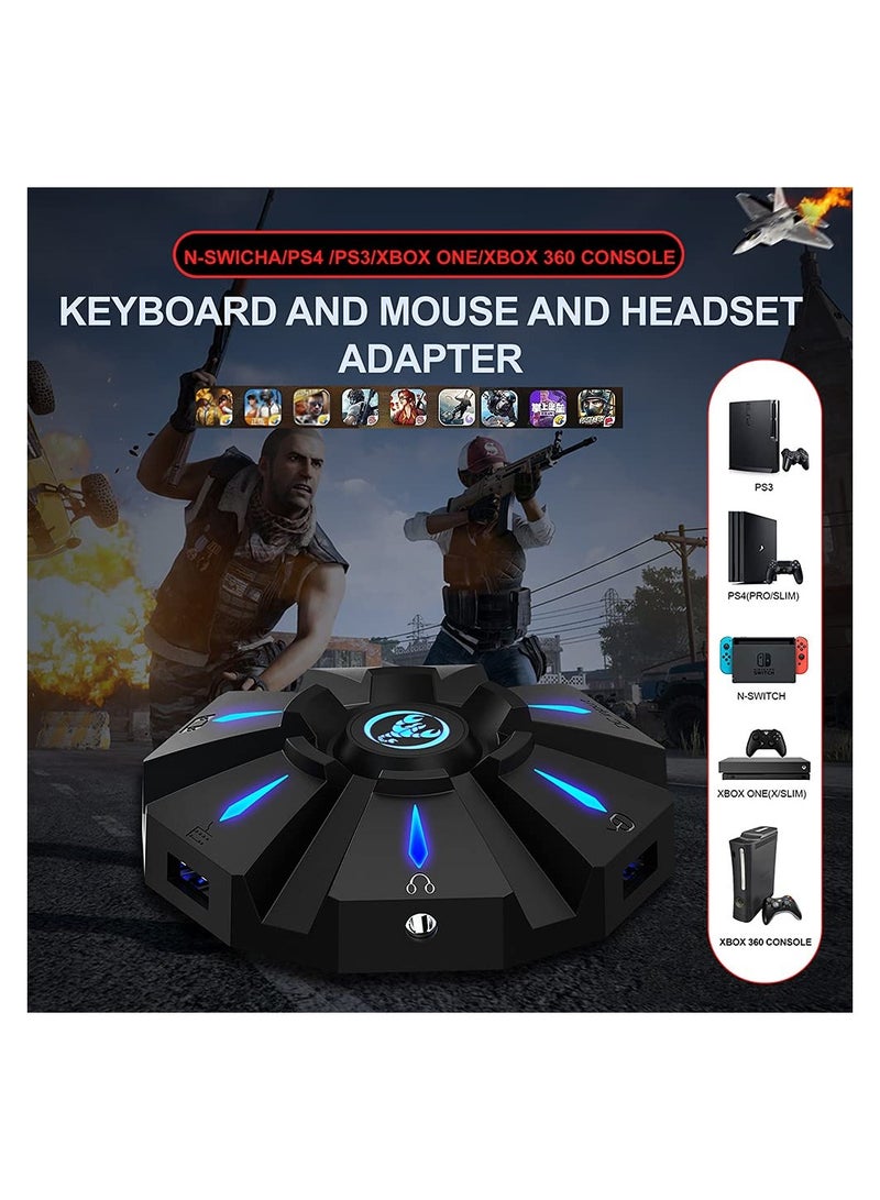 HXSJ P9 Keyboard Mouse Converter with LED Light, Multi-Platform Gaming Adapter for PS4, PS3, Xbox One, Xbox 360, and Switch Consoles, Plug and Play, Type C Charging Interface. - Image 1