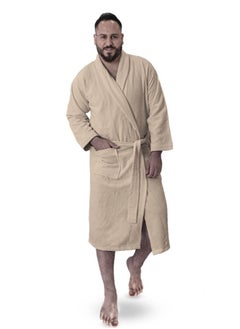 Men's soft cotton bathrobe, with a pocket and a distinctive waist belt in an elegant design in off-white color multiple sizes - pzsku/Z8FE5A062D4699C8B7391Z/45/_/1688636862/b042fa47-b127-4ba8-a46b-a765c6c78c29