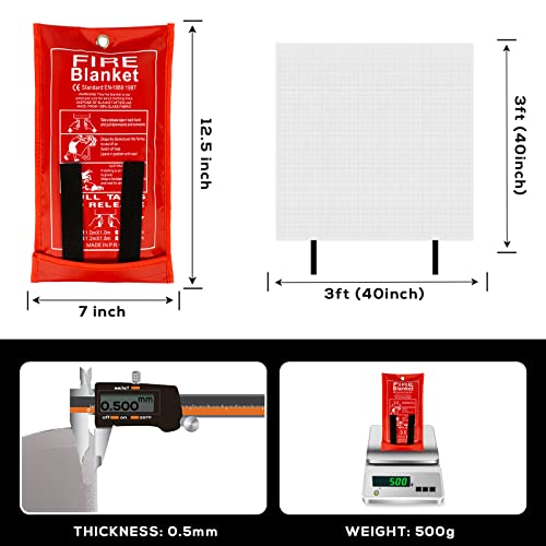 FLASLD Emergency Fire Blanket for Home, 40x40 Inch Fiberglass Fire Blankets Emergency for People, Fire Suppression Blanket for Kitchen, Fire Extinguisher for Home - Image 2
