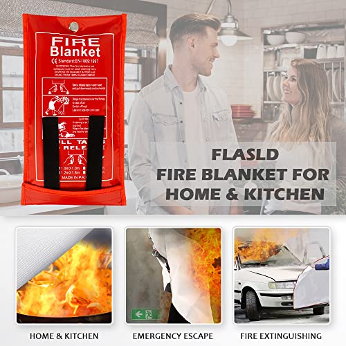 FLASLD Emergency Fire Blanket for Home, 40x40 Inch Fiberglass Fire Blankets Emergency for People, Fire Suppression Blanket for Kitchen, Fire Extinguisher for Home - Image 4