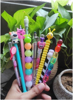 GoMerryKids Pack Of 10 Cartoon Unicorn Mermaid Gel Pens Ball Pens&Mechanical Pencil Lead Pencil Set With Unicorn Small Folder Pouch Case For Girls Kids,Blue  - Image 2