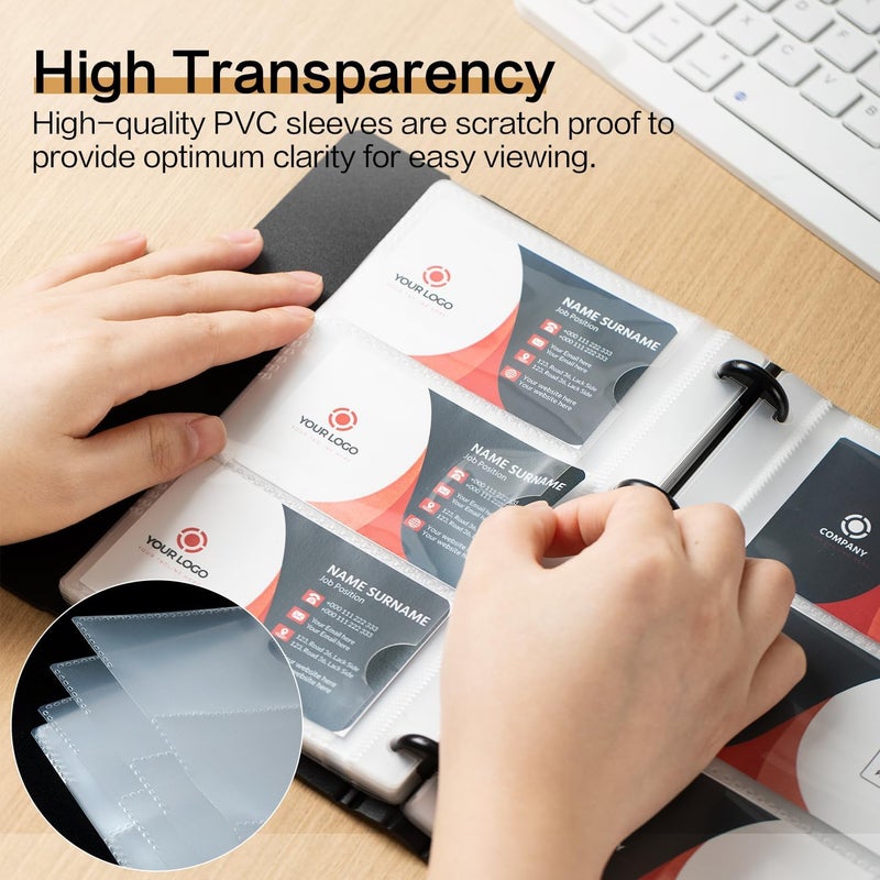 Deli Business Card Book Holder, Business Card Organizer, Name Card Book Holder, Portable Office Business Card Holder, Hold 180 Cards, Black - Image 4