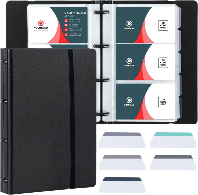 Deli Business Card Book Holder, Business Card Organizer, Name Card Book Holder, Portable Office Business Card Holder, Hold 180 Cards, Black - Image 1