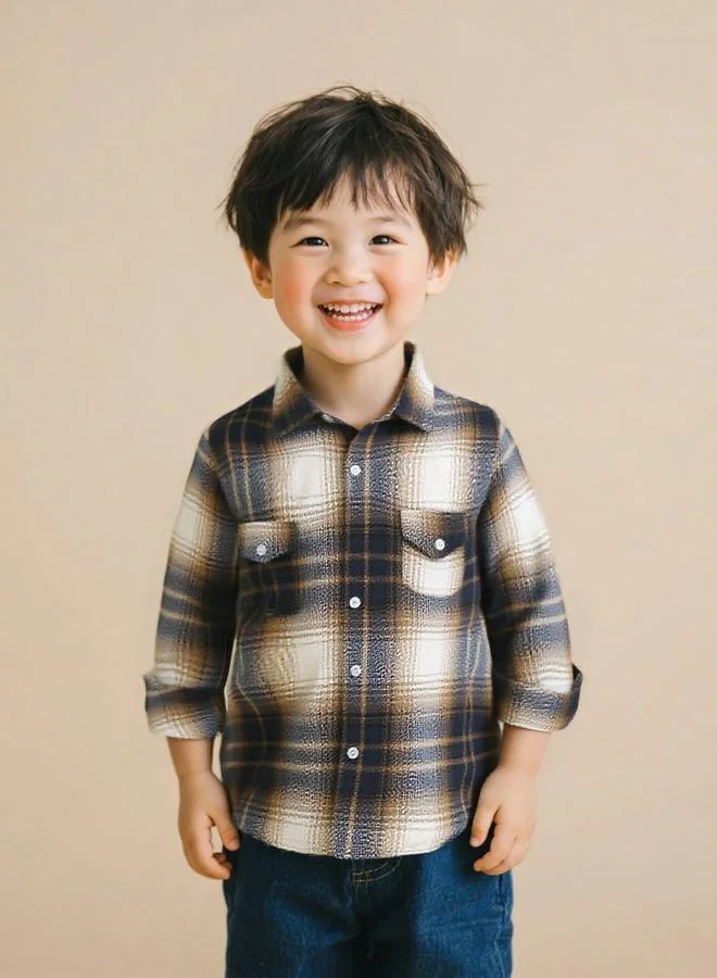 Take Two Take Two Boys Checked Pocket Detail Button Up Shirt