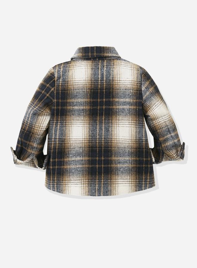 تايك تو قميص أولادي بنقشة مربعات مع تفاصيل جيب - Image 3