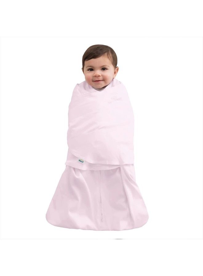 Halo Micro-Fleece Sleepsack Swaddle, 3-Way Adjustable Wearable Blanket, TOG 3.0, Soft Pink, Preemie - Image 2