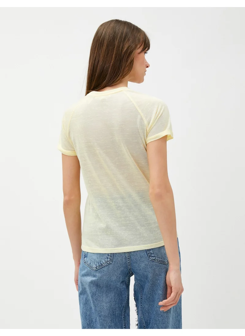 كوتون Crew Neck T-Shirt Raglan Sleeve