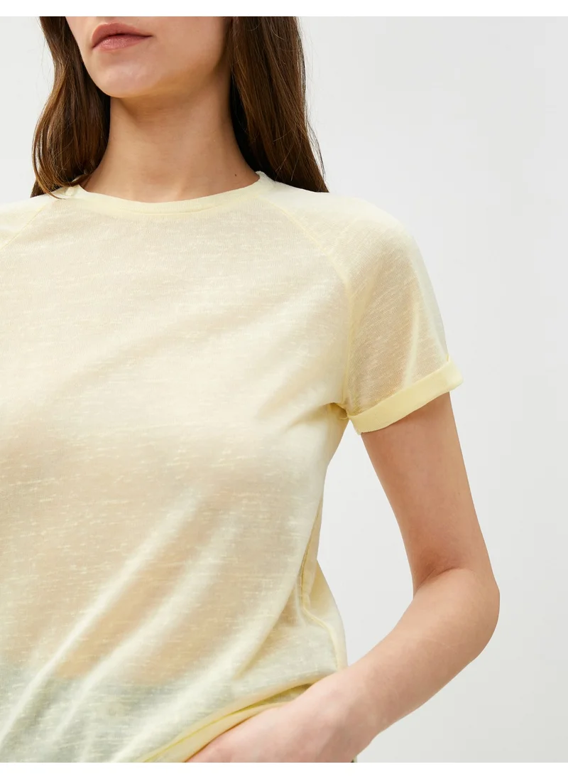 كوتون Crew Neck T-Shirt Raglan Sleeve